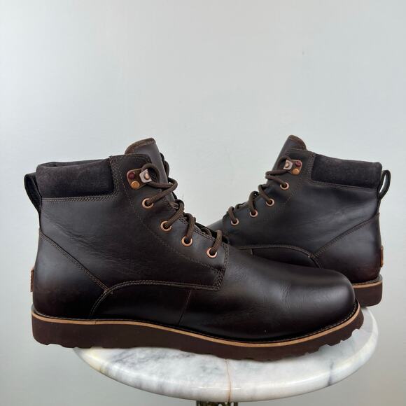 UGG Seton TL Men's Brown Leather Waterproof Lace Up Lined Boots (Sz 14) - Picture 9 of 10